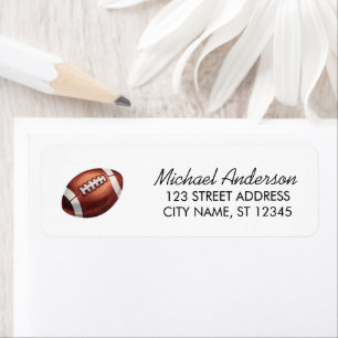 Watercolor American Football Ball Return Address