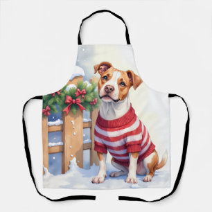 Watercolor American Pit Bull Terrier Festive Apron