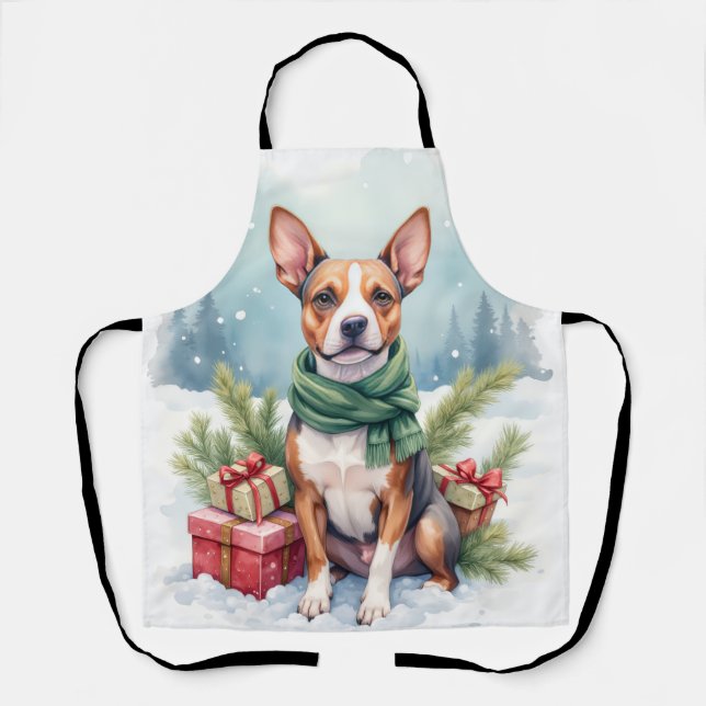 Watercolor American Staffordshire Terrier Rustic Apron (Front)