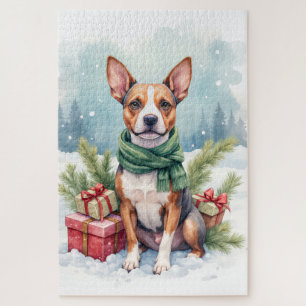 Watercolor American Staffordshire Terrier Rustic Jigsaw Puzzle