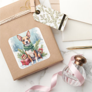 Watercolor American Staffordshire Terrier Rustic Square Sticker