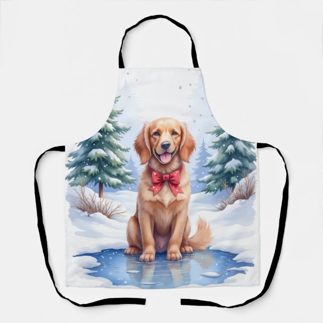 Watercolor American Water Spaniel Frozen Pond Apron (Front)