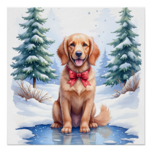 Watercolor American Water Spaniel Frozen Pond Poster