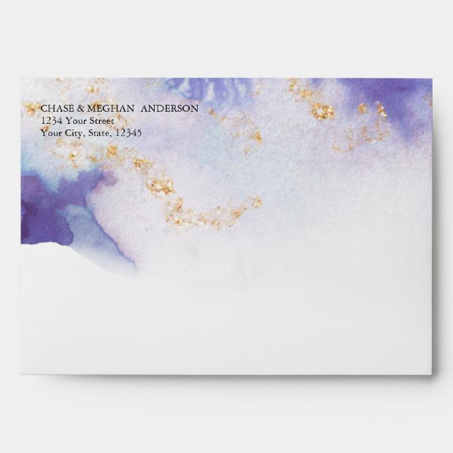 Watercolor Amethyst  Gold Geode JustCards™ Envelope (Front)