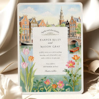 Watercolor Amsterdam Holland Wedding