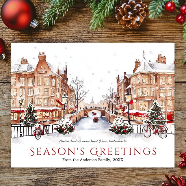 Watercolor Amsterdam Netherland Travel Christmas Holiday Postcard (Watercolor Amsterdam Netherland Travel Christmas Holiday Postcard)