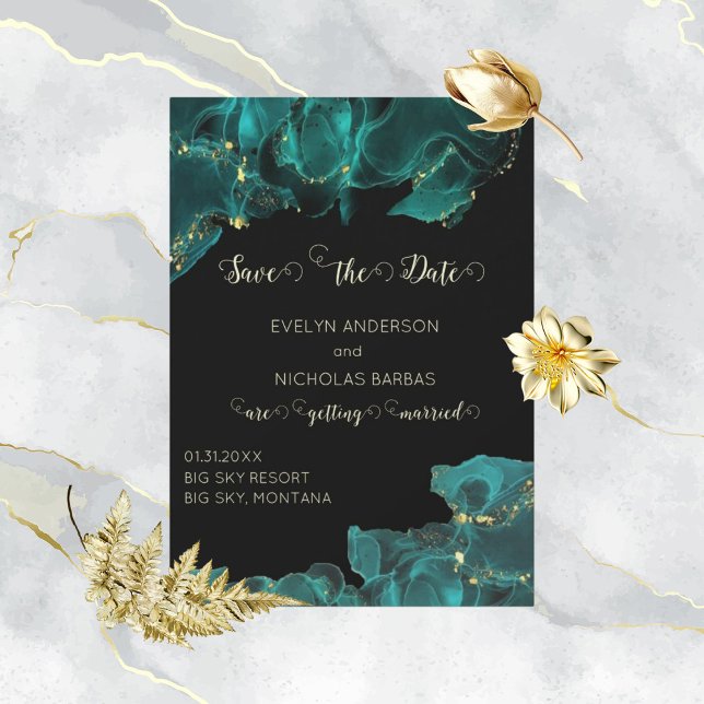 Watercolor Anastasia Black and Green Save the Date (Creator Uploaded)