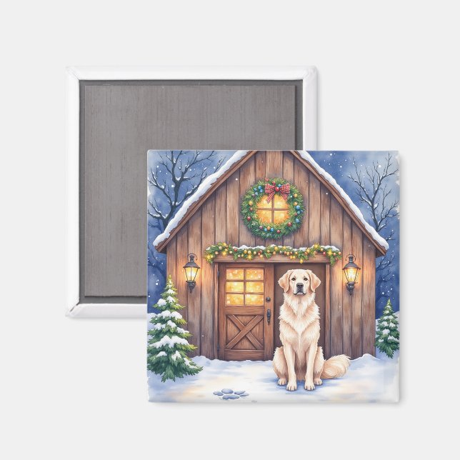 Watercolor Anatolian Shepherd Dog Rustic Barn Magnet (Front/Back)