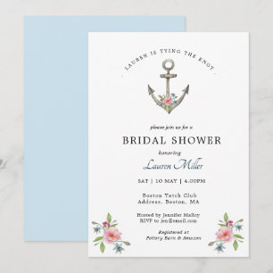 Watercolor Anchor Bridal shower  invitation