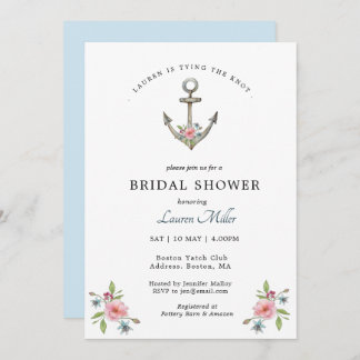 Watercolor Anchor Bridal shower  invitation