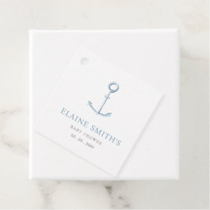 Watercolor Anchor Nautical Blue Beach Baby Shower  Favour Tags