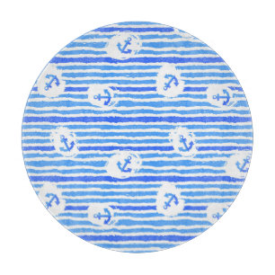 Watercolor Anchor Pattern 1 Cutting Board