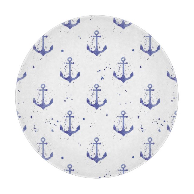 Watercolor Anchor Pattern 2 Cutting Board (Front)