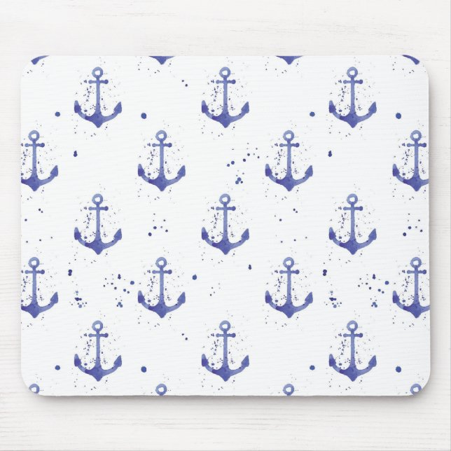 Watercolor Anchor Pattern 2 Mouse Mat (Front)
