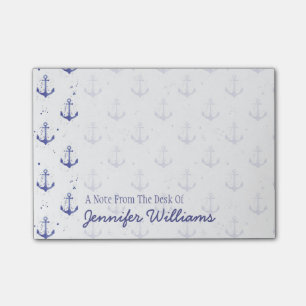 Watercolor Anchor Pattern   Add Your Name Post-it Notes