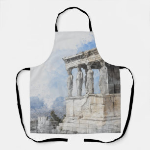 Watercolor Ancient Athens Greece Apron – Historic 