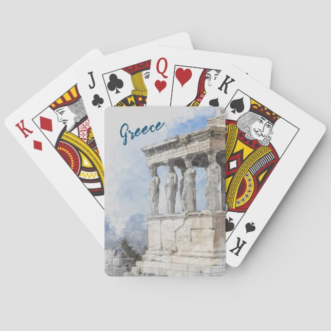 Watercolor Ancient Athens Ruins Poker Cards – Art (Back)