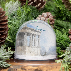 Watercolor Ancient Ruins in Athens Greece Snowglobe