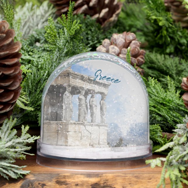 Watercolor Ancient Ruins in Athens Greece  Snowglobe (Winter)