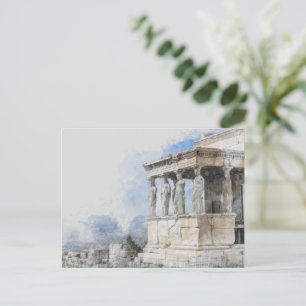 Watercolor Ancient Ruins of Athens Greece Postcard