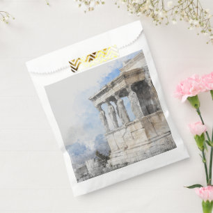 Watercolor Ancient Sites ruins in Athens, Greece Favour Bags