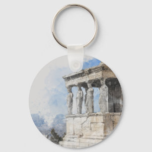 Watercolor Ancient Sites ruins in Athens, Greece Key Ring