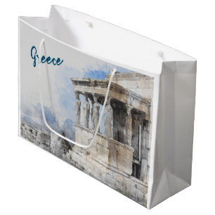 Watercolor Ancient Sites ruins in Athens, Greece Large Gift Bag