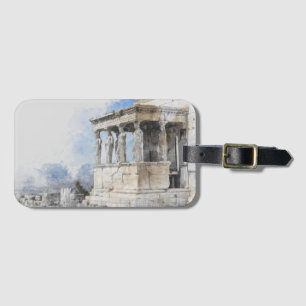 Watercolor Ancient Sites ruins in Athens, Greece Luggage Tag