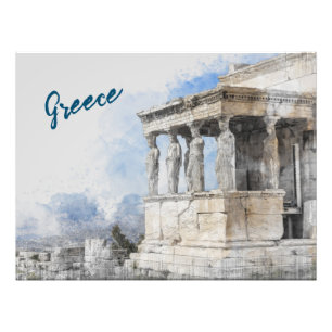 Watercolor Ancient Sites ruins in Athens, Greece Photo Print