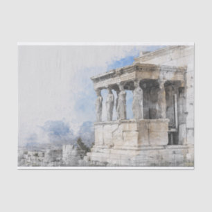 Watercolor Ancient Sites ruins in Athens, Greece  Tissue Paper
