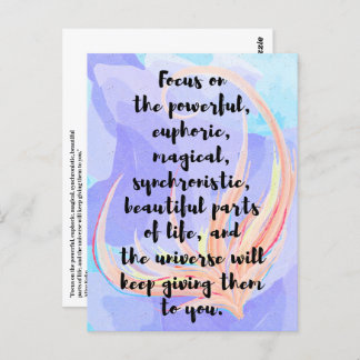 Watercolor and calligraphy law of attraction quote postcard