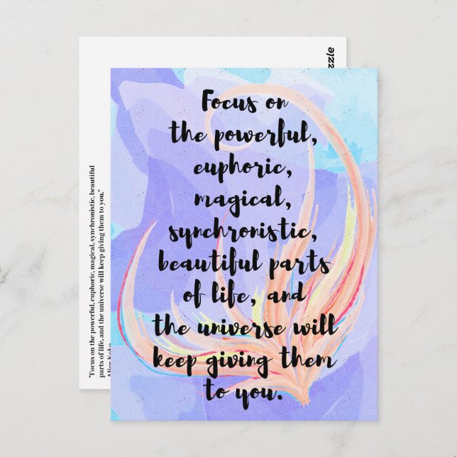 Watercolor and calligraphy law of attraction quote postcard (Front/Back)
