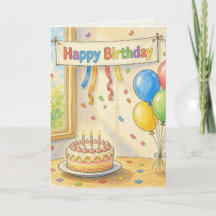 Watercolor and Colored Pencil Folded Greeting Card