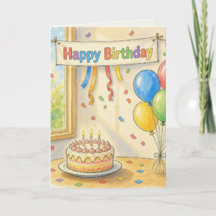 Watercolor and Colored Pencil Folded Greeting Card