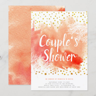 Watercolor and coral reef wedding couples shower invitation