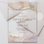 watercolor and faux glitter First Holy Communion  Acrylic Invitations<br><div class="desc">First Holy Communion Acrylic Invitation</div>