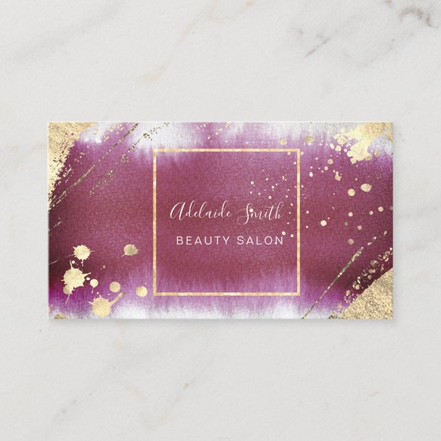 watercolor and faux gold foil details business card (Front)