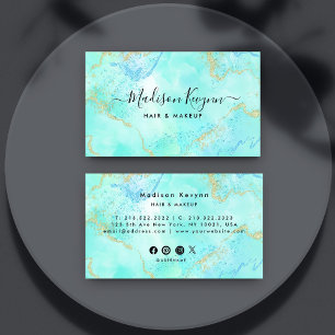 Watercolor and faux gold  Glitter Marble Agate  Business Card