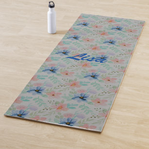Watercolor And Flowers  Yoga Mat