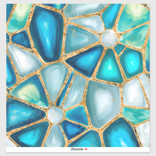 Watercolor and gold cells - ocean (Sheet)