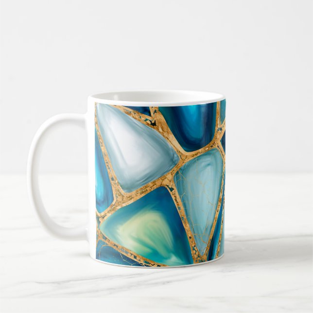 Watercolor and gold cells - ocean coffee mug (Left)