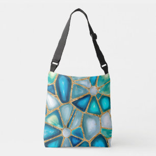 Watercolor and gold cells - ocean crossbody bag