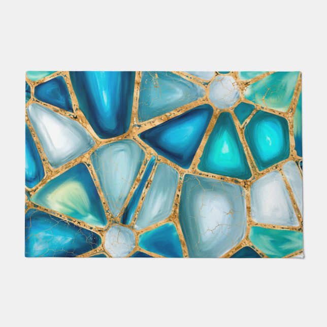 Watercolor and gold cells - ocean doormat (Front)