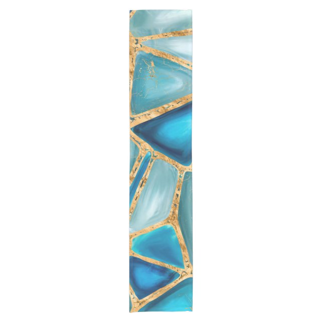 Watercolor and gold cells - ocean short table runner (Front)