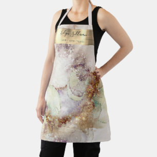 watercolor and gold foil beauty professional apron