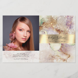 Watercolor and gold foil bifold brochure