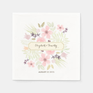 Watercolor and Gold Garden Menu Custom Napkins