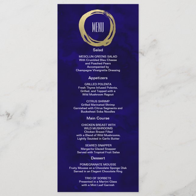 Watercolor and Gold Modern Custom Menu (Front)