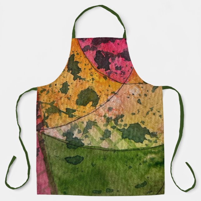 Watercolor And Ink Abstract Expressionism Art Apron (Front)