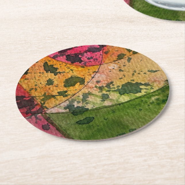 Watercolor And Ink Abstract Expressionism Art Round Paper Coaster (Angled)